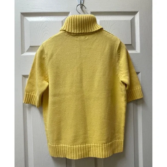 Lauren Ralph Lauren Turtleneck Sweater Women's M Yellow Ribbed Cotton Logo - Picture 5 of 13
